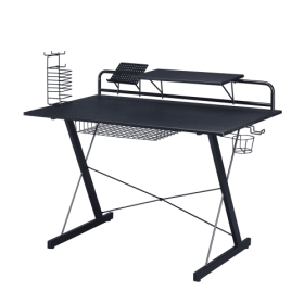 Techni Sport TS-200 Carbon Computer Gaming Desk With Shelving, Black