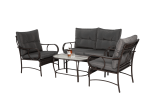 4 Piece Outdoor Patio Furniture Sets, Wicker Conversation Set for Porch Deck, Rattan Sofa Chair with Cushion-Grey