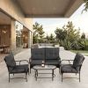 4 Piece Outdoor Patio Furniture Sets, Wicker Conversation Set for Porch Deck, Rattan Sofa Chair with Cushion-Grey