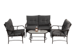 4 Piece Outdoor Patio Furniture Sets, Wicker Conversation Set for Porch Deck, Rattan Sofa Chair with Cushion-Grey