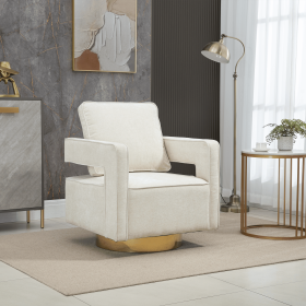 30.7"W Swivel Accent Open Back Chair Modern Comfy Sofa Chair With Gold Stainless Steel Base For Nursery Bedroom Living Room Hotel Office