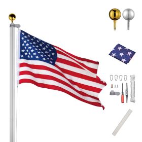 25FT Sectional Flag Pole, Silver | 22FLP006-25S-F1.V4 Upgraded Version