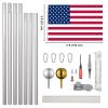 25FT Sectional Flag Pole, Silver | 22FLP006-25S-F1.V4 Upgraded Version