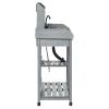 Gray Potting Bench Table, Outdoor Garden Table with Removable Sink and Faucet