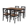 Eco-Friendly Solid Wood Dining Set - Sustainable Home & Restaurant Furniture with Black Metal Accents, Light Brown