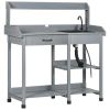 Gray Potting Bench Table, Outdoor Garden Table with Removable Sink and Faucet