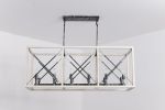 Modern American luxury rectangular E12 retro chandelier metal 12-bulb white chandelier, without bulbs