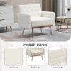 COOLMORE Armchair Single Sofa Modern Tufted Upholstered Side Reading Chairs with Arm and Gold Metal Leg for Living Room Bedroom (White teddy )
