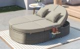 TOPMAX Outdoor Sun Bed Patio 2-Person Daybed with Cushions and Pillows