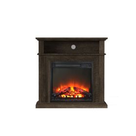 30" Electric Fireplace Remote Control Open Shelf (Color: Brown)